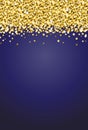 Vertical Gold Shimmer Sparkle on Royal Blue Background Vector 1