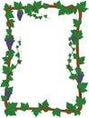 Vertical grape vine frame with leaves and grape bunches vector illustration