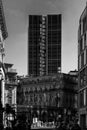 Vertical grayscale of the Bank Tower in Frankfurt, Germany