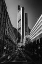 Vertical grayscale of the Bank Tower in Frankfurt, Germany