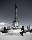 Vertical grayscale of the Columbus Monument in Barcelona on a sunny day, Spain Royalty Free Stock Photo