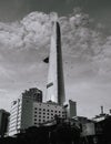Vertical grayscale shot of the Bitexco tower in Ho Chi Minh City, Vietnam