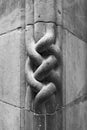 Vertical grayscale shot of carved stone detail in Jerusalem, Israel