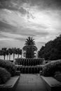 Vertical grayscale view of a fountain at Waterfront park in Charleston city, South Carolina, USA Royalty Free Stock Photo