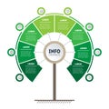 Vertical Green Timeline infographics. Tree of development and growth of the eco business. Time line of tendencies and trends graph Royalty Free Stock Photo