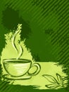 Vertical grungy green tea background