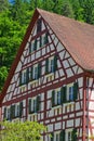 Vertical of a half-timbered house in Bad Liebenzell, Germany