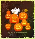 Vertical Halloween grunge banners with pumpkin