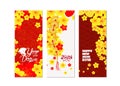 Vertical hand drawn banners set with blossom chinese New Year Royalty Free Stock Photo