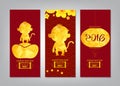 Vertical Hand Drawn Banners Set with Chinese New Year Royalty Free Stock Photo