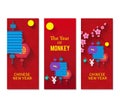 Vertical Hand Drawn Banners Set with Chinese New Year Royalty Free Stock Photo