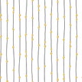 Vertical hand drawn black lines and gold foil dots seamless vector pattern. Royalty Free Stock Photo