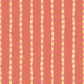 Vertical hand drawn stripes coral pink yellow seamless vector background. Irregular lines repeating abstract pattern