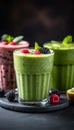 Vertical Healthy Smoothie with Fresh Vegetables and Berries, Organic and Nutritious Drink Royalty Free Stock Photo