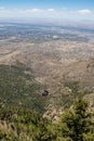Vertical high angle of Sandia Peak Tramway in green mountains of Albuquerque, New Mexico Royalty Free Stock Photo