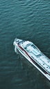 Vertical high-angle shot of a cruise ship on the waters of Bad Honnef in Germany