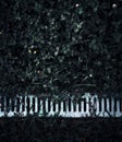 Vertical high angle shot of a piano surrounded by ivies