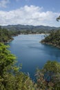 Vertical high angle view of the beautiful lake of Montebello in Chiapas, Mexico Royalty Free Stock Photo