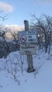 Vertical Hiking trail buried in snow during winter at the terrain of Wasatch Mountain