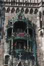 Vertical of the historical Rathaus-Glockenspiel clock building in Munich, Germany