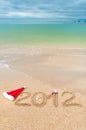 Vertical holiday beach background - New Year 2012 Royalty Free Stock Photo