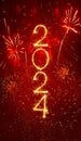 Vertical holiday web banner with sparkling number 2024 New Year Royalty Free Stock Photo