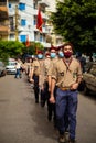 Vertical of Homenetmen scouts during Commemoration of April 24 Armenian Genocide in Beirut, Lebanon