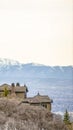 Vertical Homes and brown leafless trees on a hill blanketed with snow during winter