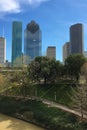 Vertical of a Houston skyline on a sunny day Royalty Free Stock Photo