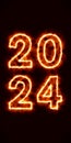 Vertical illustration of abstract fire of the numbers 2024 - represents the new year