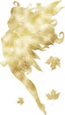 Vertical illustration of a golden fairy isolated on a white background