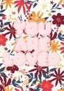 Vertical illustration of inspiring writings on floral background
