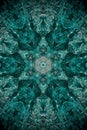 Vertical illustration of mandala with hypnotic patterns in blue colors