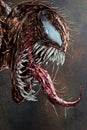 Vertical illustration of the Venom character on a white background Royalty Free Stock Photo