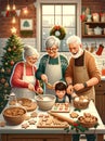 Sweet Memories Grandparents and Grandchild in Christmas Bakery