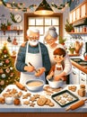 Sweet Memories Grandparents and Grandchild in Christmas Bakery