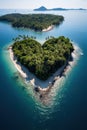 vertical image aerial drone view of tropical paradise island in heart shape Royalty Free Stock Photo