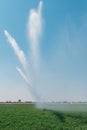 Vertical image of agricultural sprinkler system, captured in Italy
