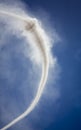 Vertical image of Column of smoke with tornado against blue sky from munitions explosion Royalty Free Stock Photo