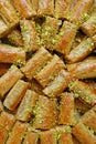 Delectable Baklava Pastries Topped with Chopped Pistachio Nuts Royalty Free Stock Photo