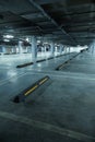 Vertical image of empty underground parking lot Royalty Free Stock Photo