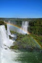 Vertical Image of a Fantastic Rainbow over the Powerful Brazillian Side Iguazu Falls, Foz do Iguacu, Brazil, South America Royalty Free Stock Photo