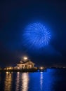 Fireworks Roanoke Marshes Lighthouse Manteo North Carolina Royalty Free Stock Photo