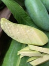 The vertical image of fresh Peeled mango