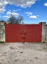 Vertical image of the gate or door that opens the corral on Jueves La Saca on Mount Valonsadero in Soria San Juan festivities Royalty Free Stock Photo