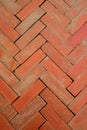 Vertical Image of Geometry Pattern of Terracotta Brick Pathway at Ayutthaya Historical Park, Thailand