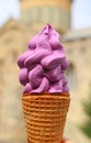 Vertical Image of Georgian Wine Soft Serve Ice Cream Cone