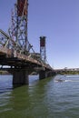 Hawthorne Bridge from an angle on a Late Sunny Summer Afternoon on the Willamette River in Portland Oregon Royalty Free Stock Photo