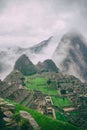 Vertical image of Machu Picchu lost city, Peru. Royalty Free Stock Photo