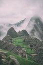 Vertical image of Machu Picchu lost city, Peru. Royalty Free Stock Photo